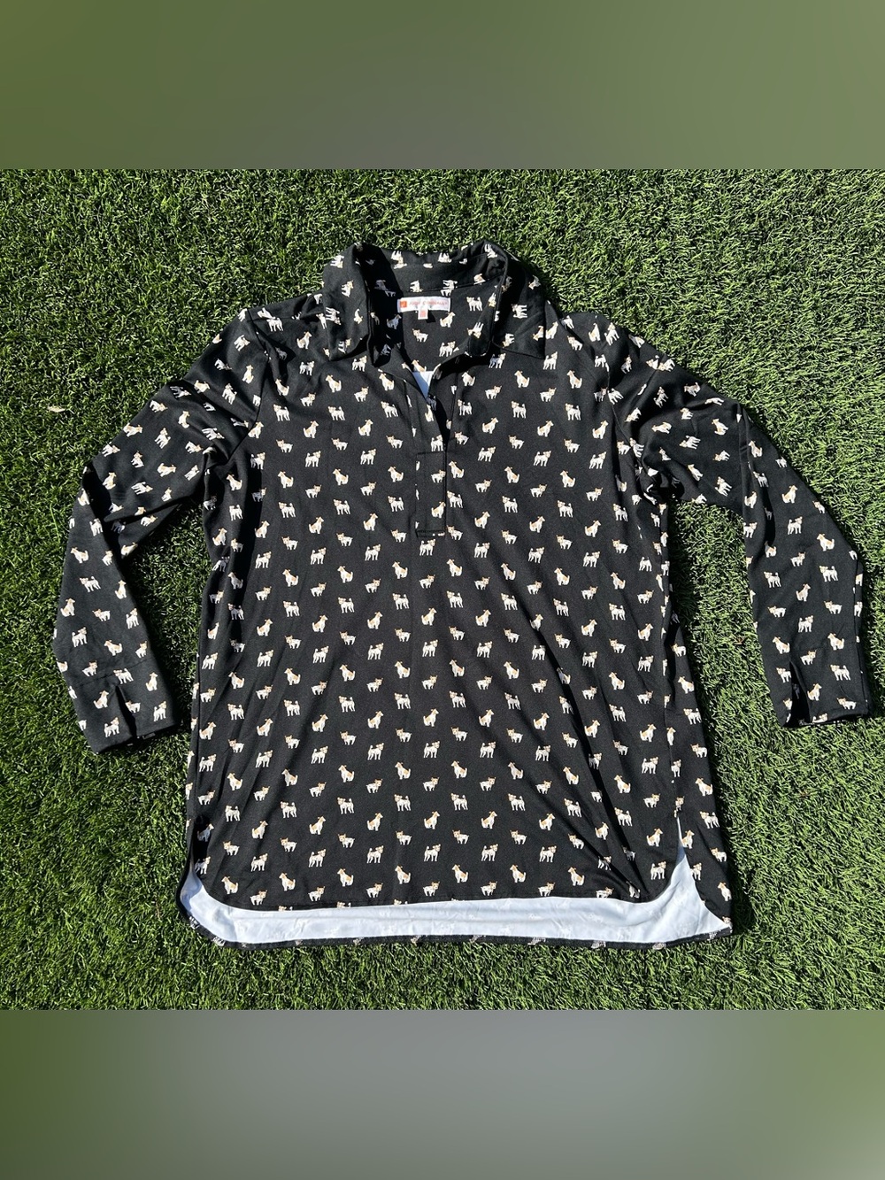 Jude Connally XL Black stretch knit Terrier tunic preppy country club mom style